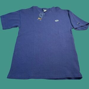 Solo Semore Mens XL Thermal Waffle Knit Shirt Blue Embroidered Logo USA Vintage